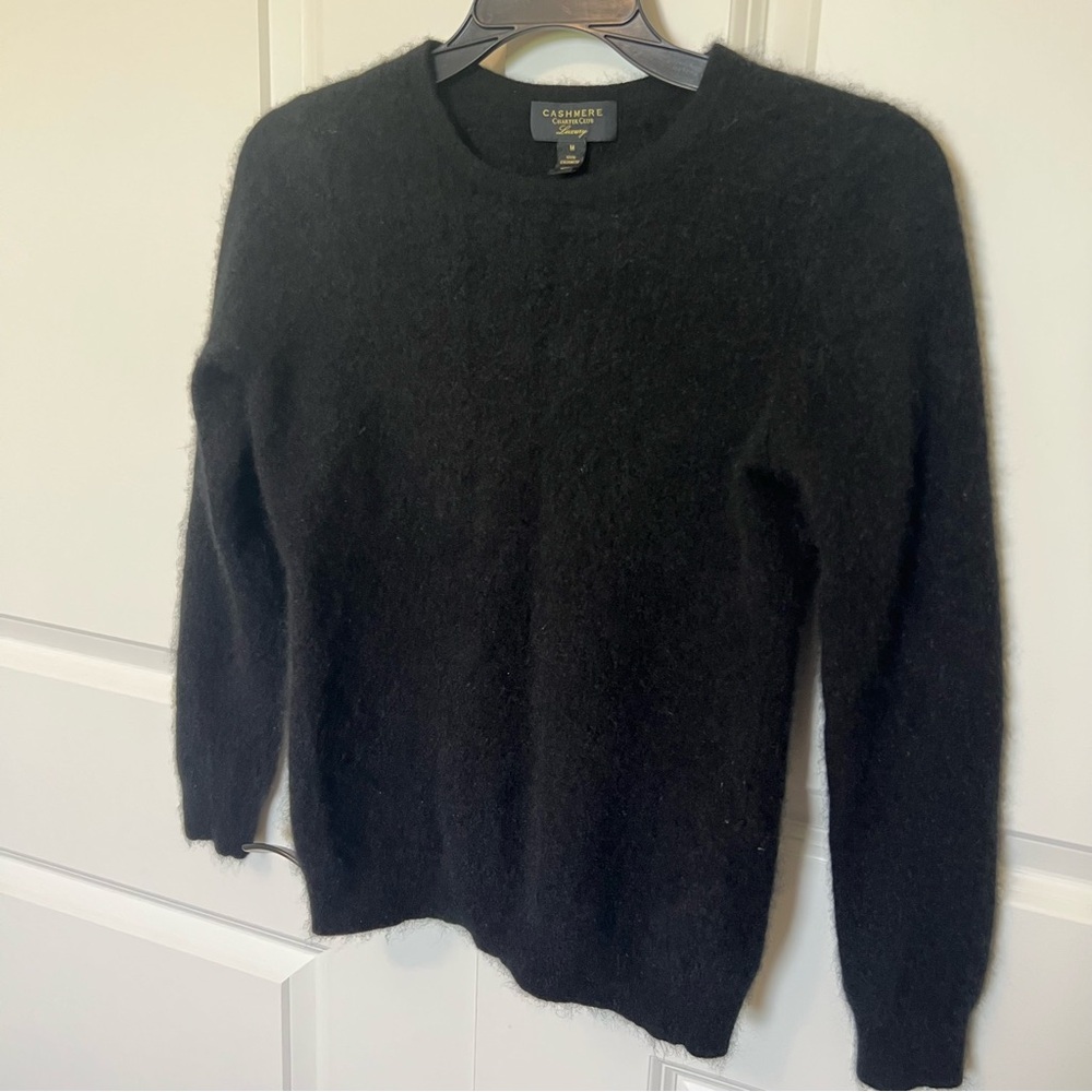 100% Cashmere Black Sweater Crewneck Cashmere Charter Club Luxury, Dark Academia